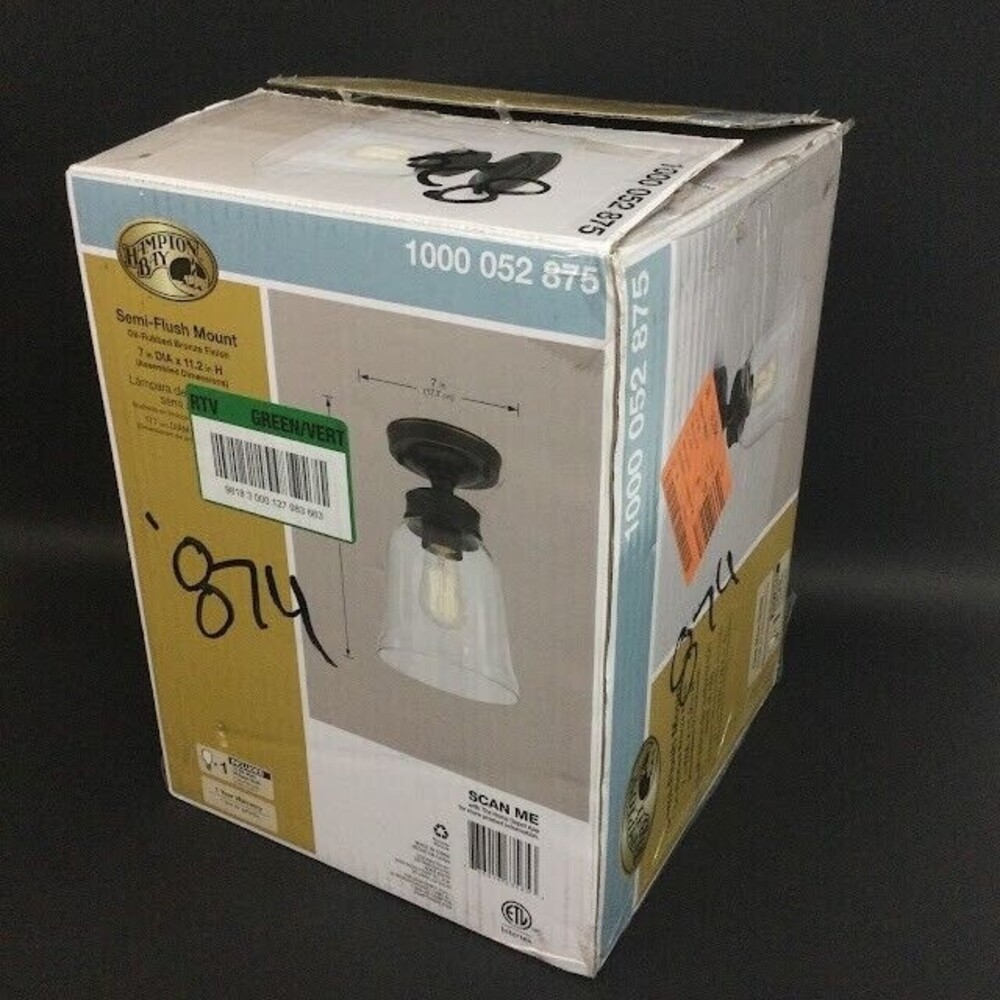 Hampton Bay-Semi-Flush Mount-Oil-Rubbed Bronze Finish-1000 052 875-Missing Glass